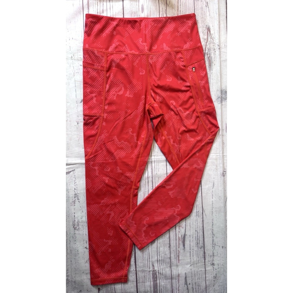 Rebox Stretchy Leggings Yoga Pants Red Size Large With Zip Up Pockets
